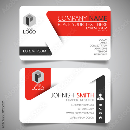 Red modern creative business card and name card,horizontal simple clean template vector design, layout in rectangle size.