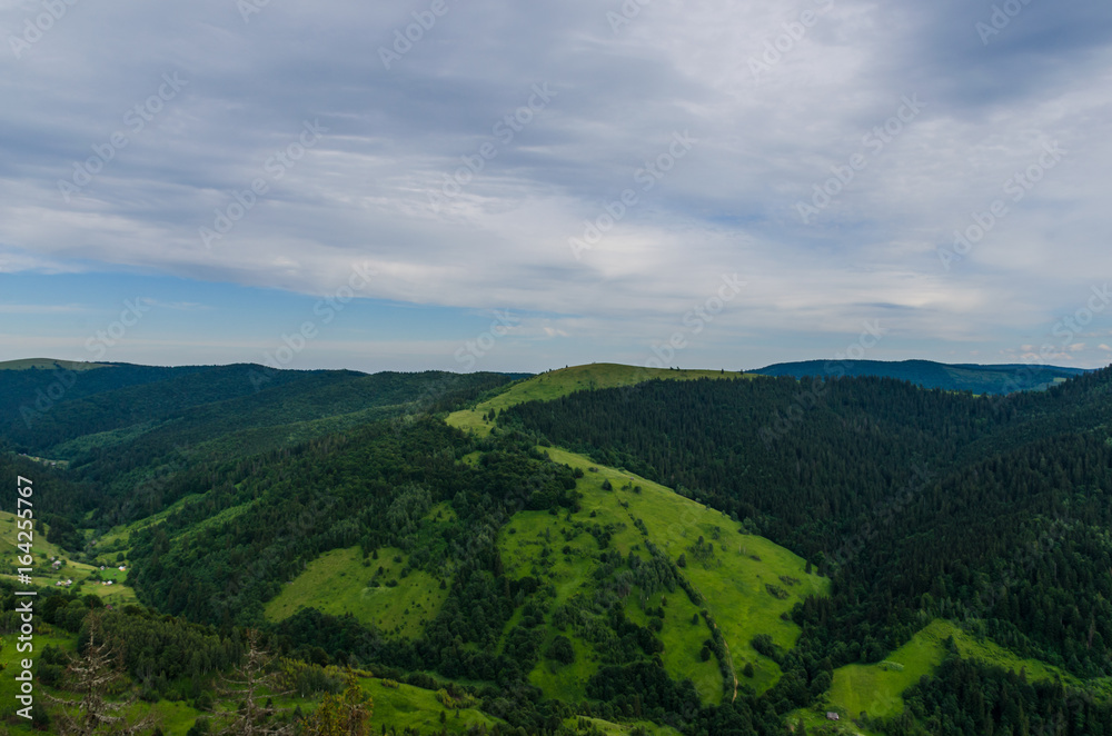 Naklejka premium Carpathian mountains landscape in Ukraine in the summer season in Yaremche