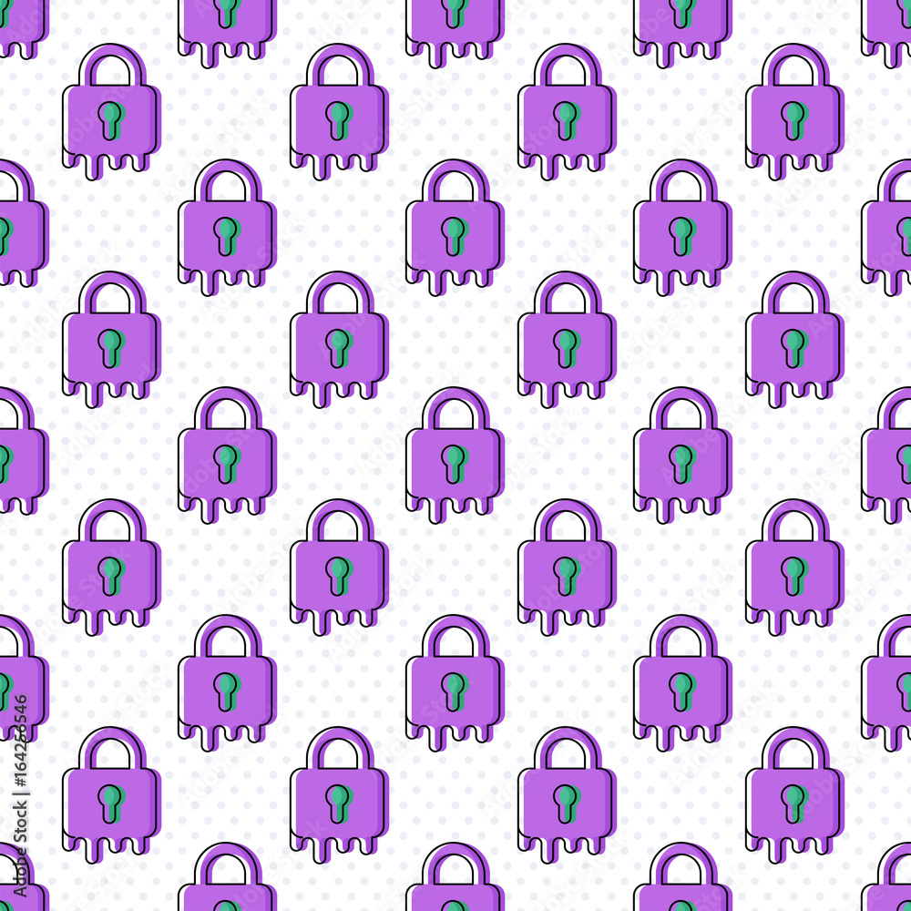 Melting lock seamless pattern. Symbol of secure