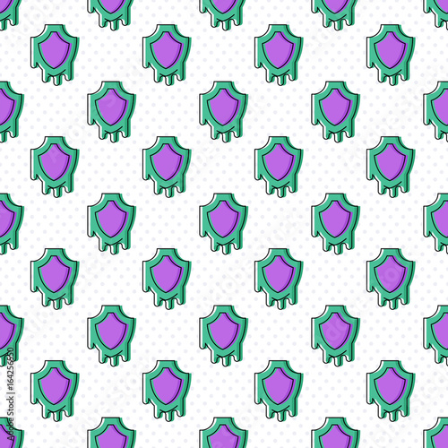 Melting shield seamless pattern. Symbol of defense