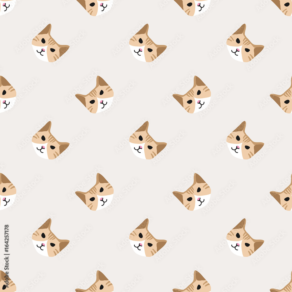 Obraz premium Seamless background nursery cute lovely cat face