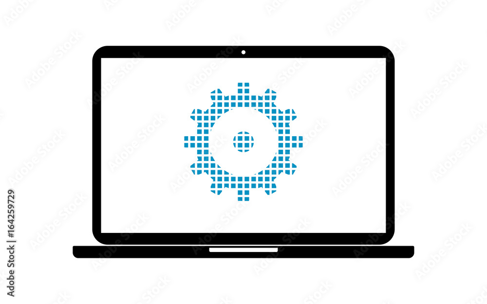 Pixel Icon Laptop - Zahnrad System Pixel Icon Laptop - Zahnrad System