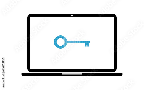 Pixel Icon Laptop - Schlüssel Datenschutz