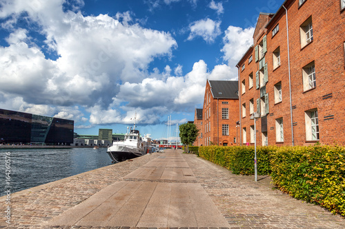 A beautiful city landscape, the channel embankment in Copenhagen Denmark