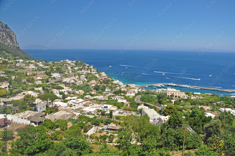 Overlooking the city of Capri and the Marina on the Italian island of Capri