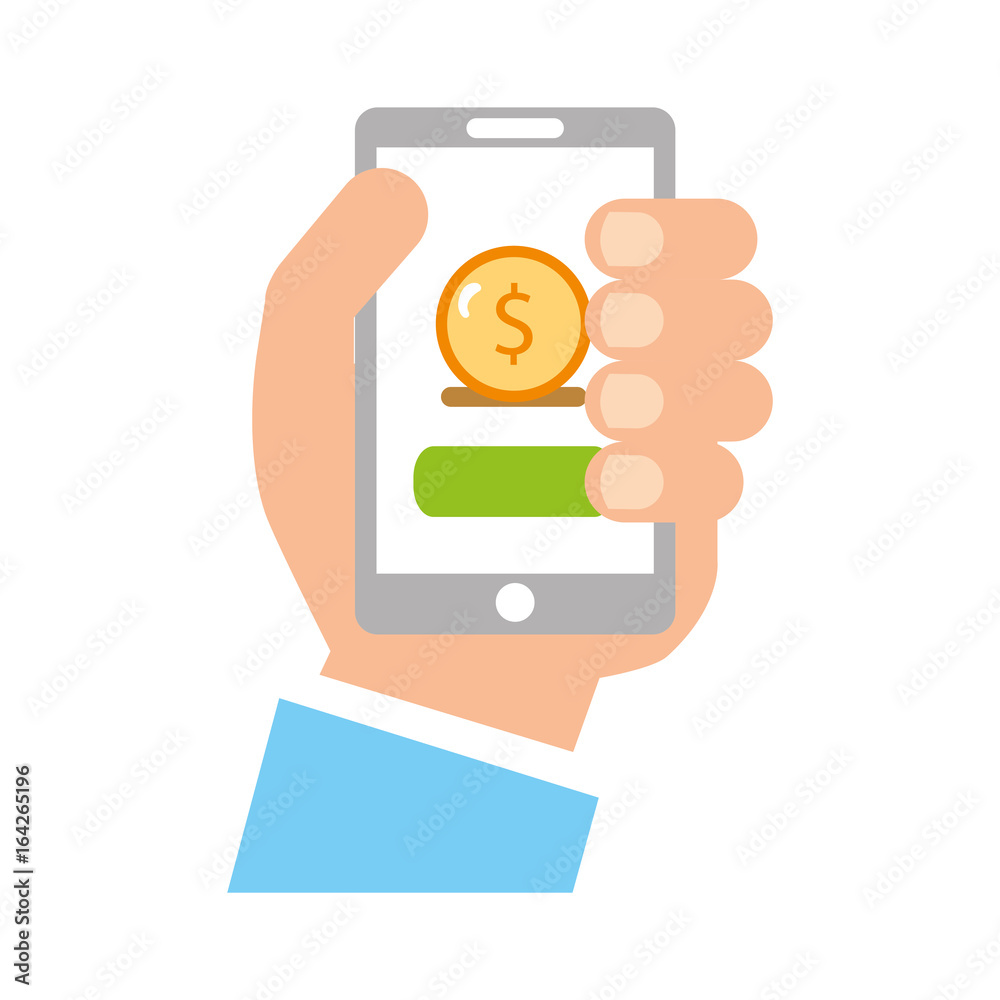 user smartphone with banking app vector illustration design