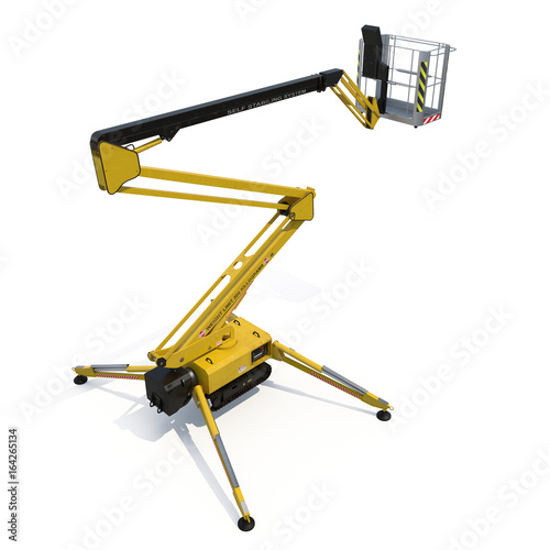 Lifting machine isolated on white. Rear view. 3D illustration, clipping path