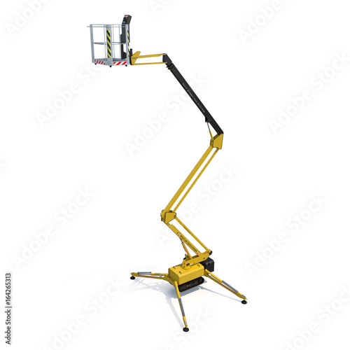 extended scissor lift on white. 3D illustration, clipping path