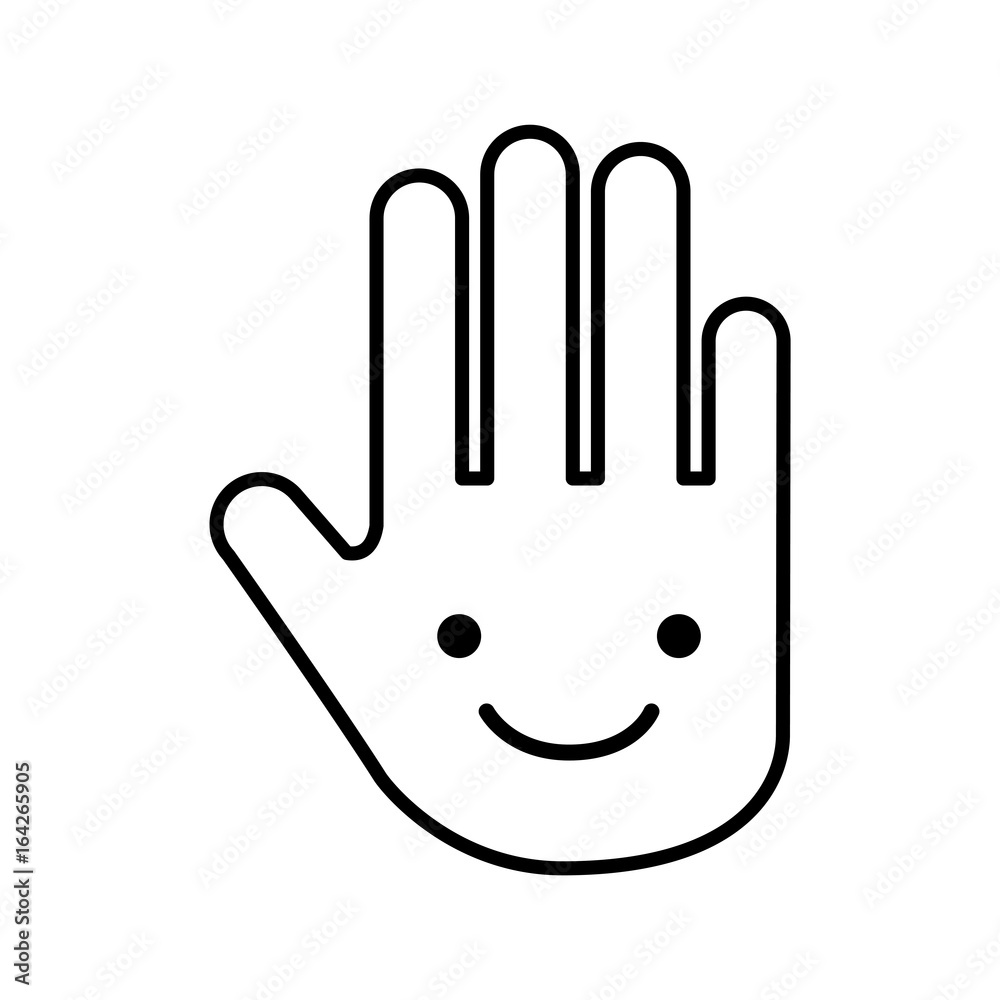 Obraz premium hand human stop kawaii character vector illustration design