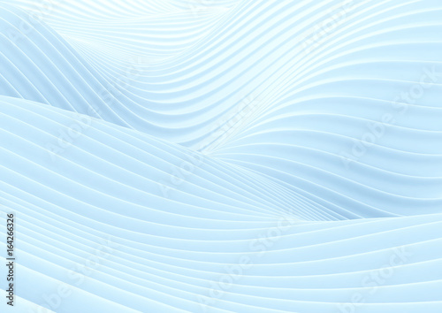 Abstract white wave background. 3D illustration.