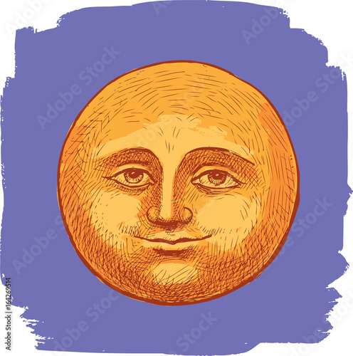 The smiling moon in the night sky