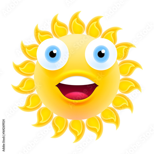 Happy Smiling Sun Emoticon with Open Mouth