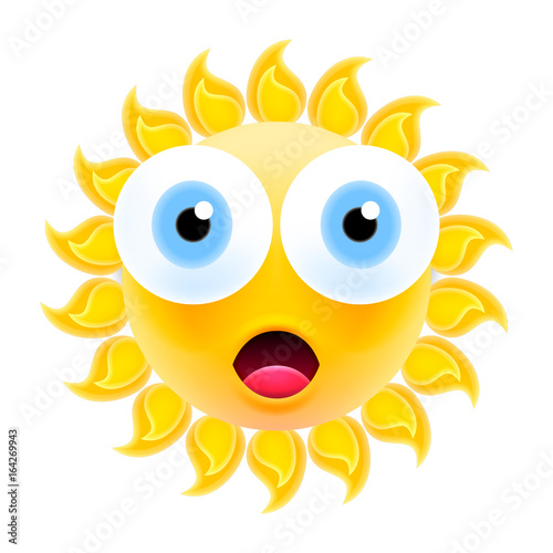 Embarrassed Sun Emoticon with Open Mouth