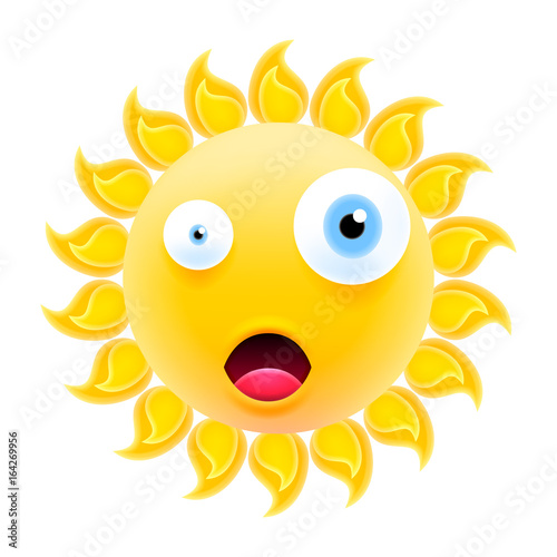 Embarrassed Sun Emoticon with Open Mouth