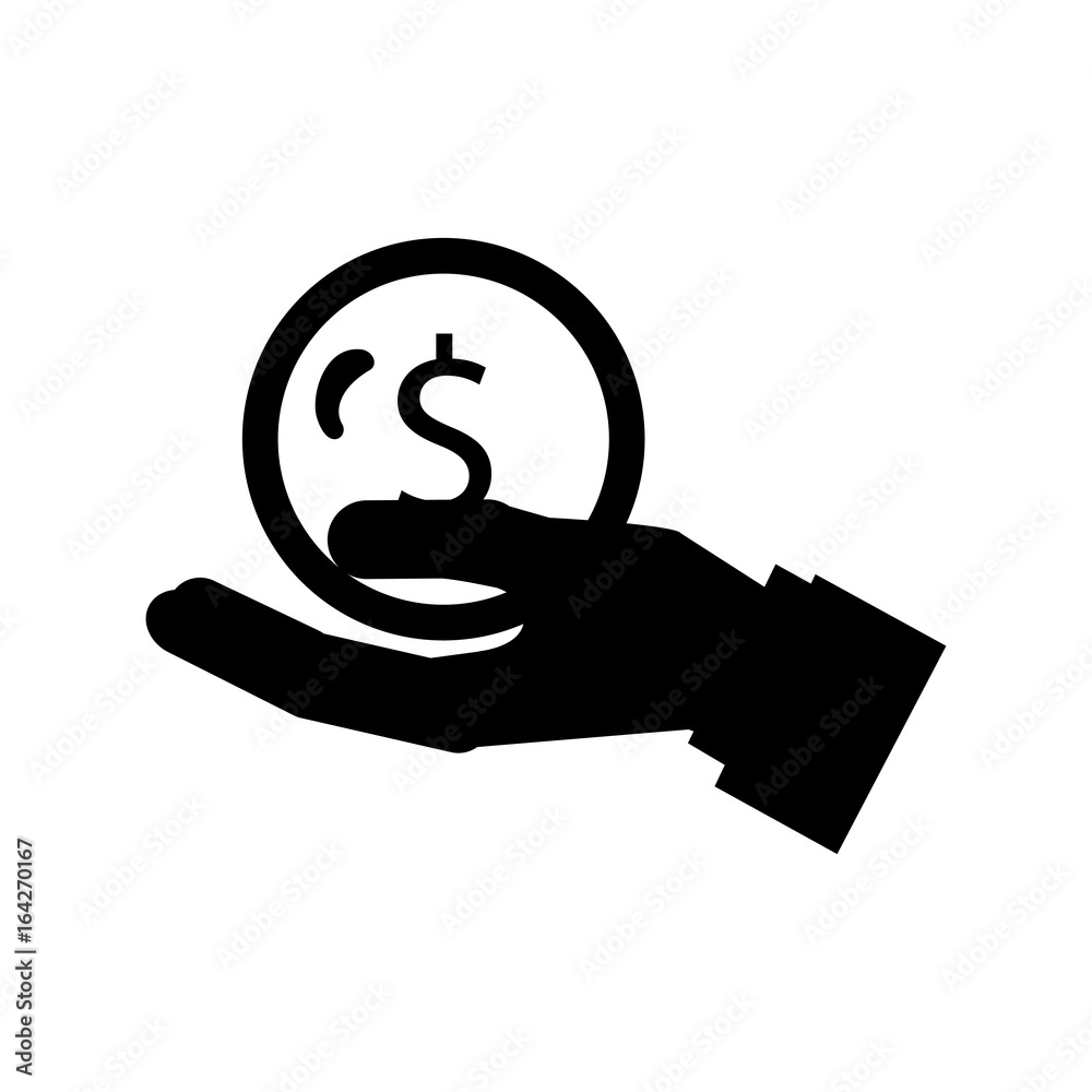 hand human with coin money isolated icon vector illustration design hand human with coin money isolated icon vector illustration design