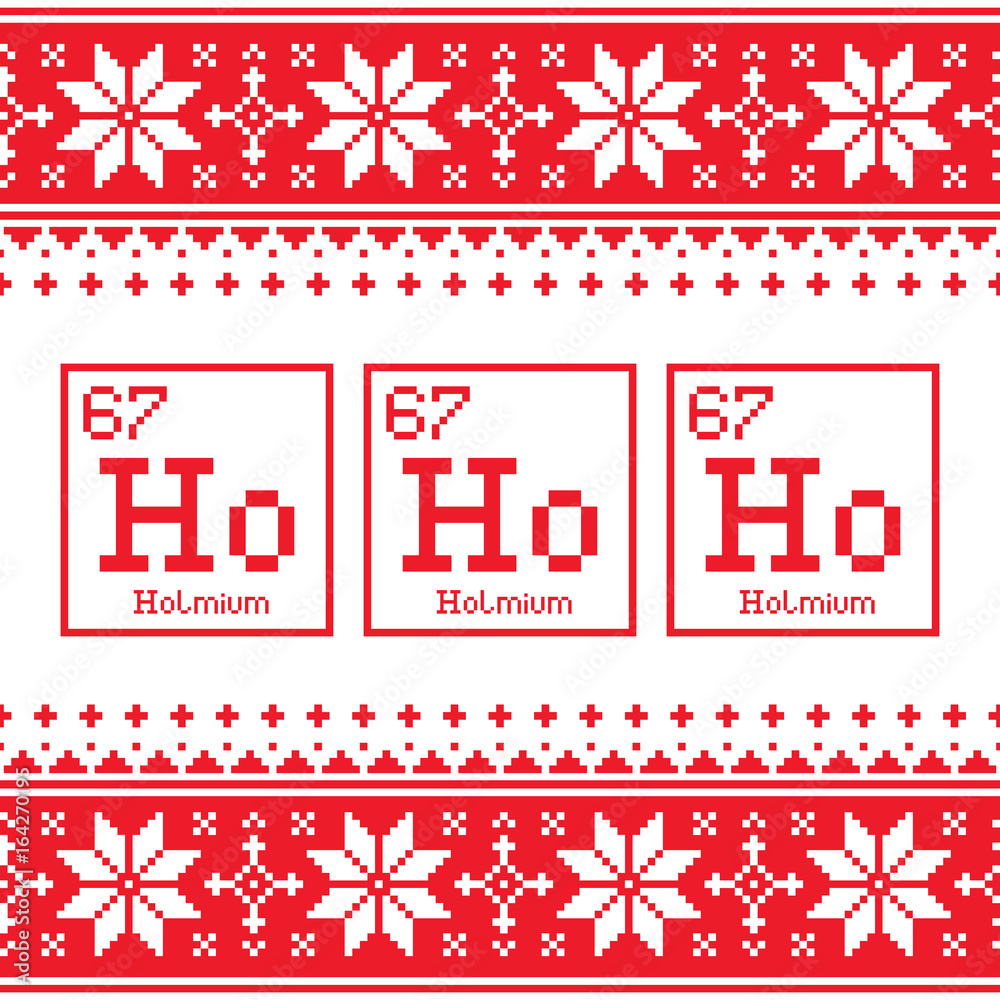 Geek Christmas seamless pattern, Ho Ho Ho chemistry periodic table  background, ugly Xmas sweater or jumper style vector de Stock | Adobe Stock