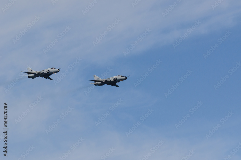 ATTACK AIRCRAFT - Two military planes in the blue sky
ATTACK AIRCRAFT - Two military planes in the blue sky