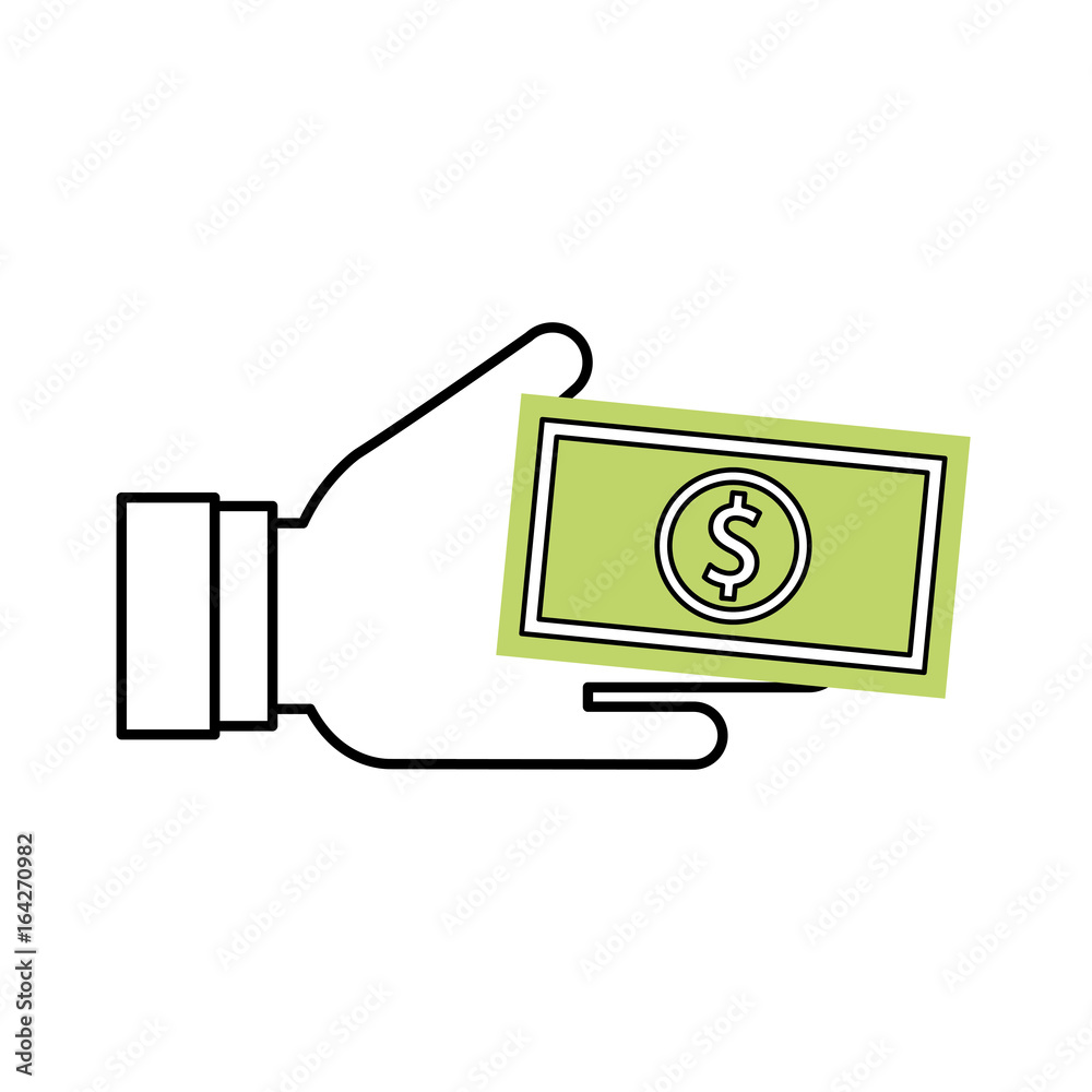 hand human with bill money isolated icon vector illustration design hand human with bill money isolated icon vector illustration design