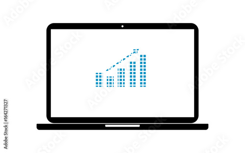 Pixel Icon Laptop - Bilanz steigend