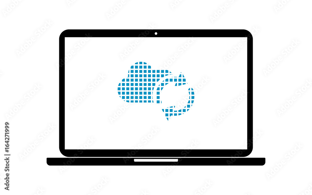 Pixel Icon Laptop - Wolke Synchronisation