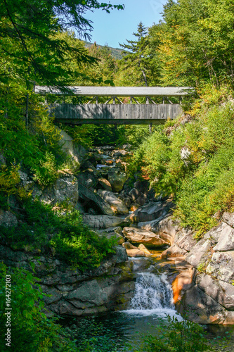 Bridge in New Hampshire over a stream in the mountains