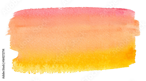 Pale pink to bright yellow gradient painted in watercolor on clean white background