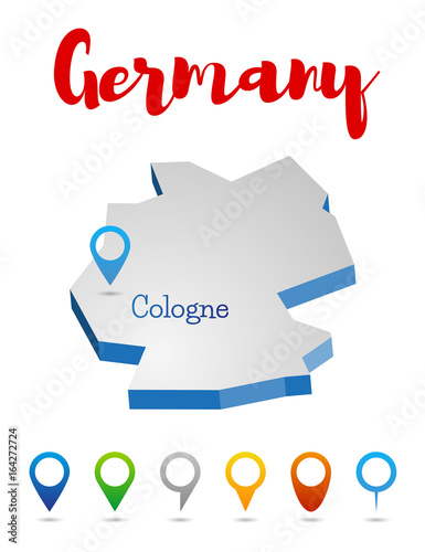 Germany outline map, Cologne, vector illustration
