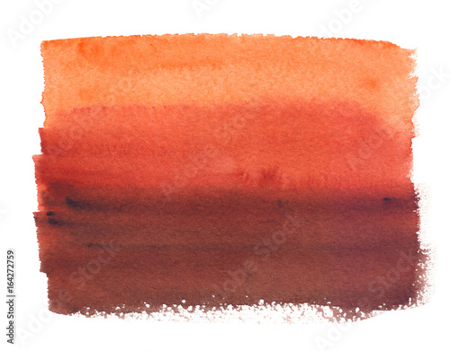 Orange to warm brown gradient painted in watercolor on clean white background