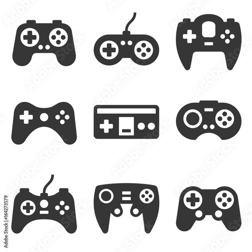 Gamepads Icon Set on White Background. Vector