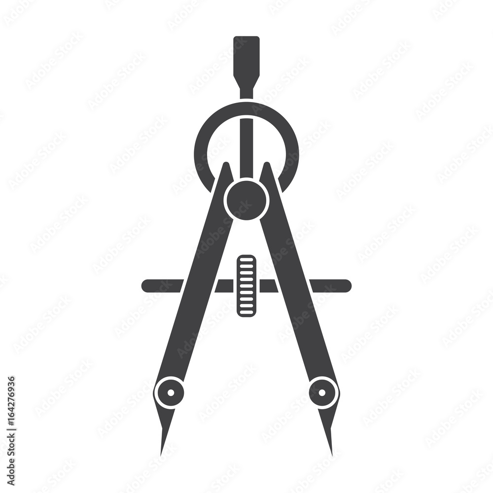 Compass drawing tool black vector silhouette on white background Compass drawing tool black vector silhouette on white background