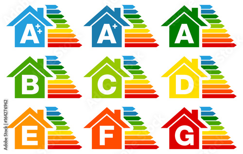 9 Energieeffizienz Icons Balken