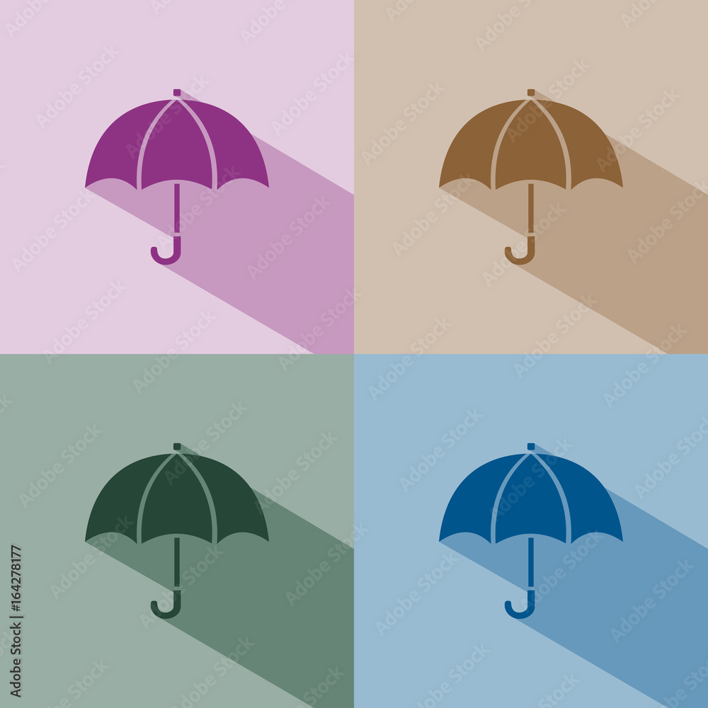 Umbrella icon with shade on winter colored background