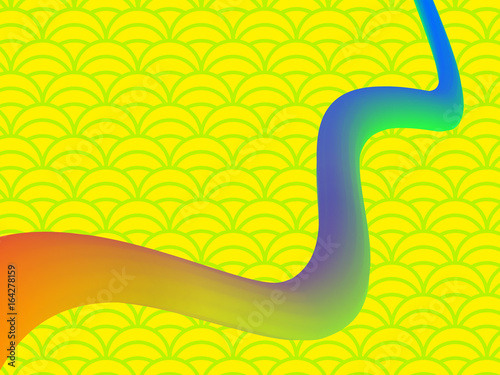 Liquid rainbow wave on a yellow background