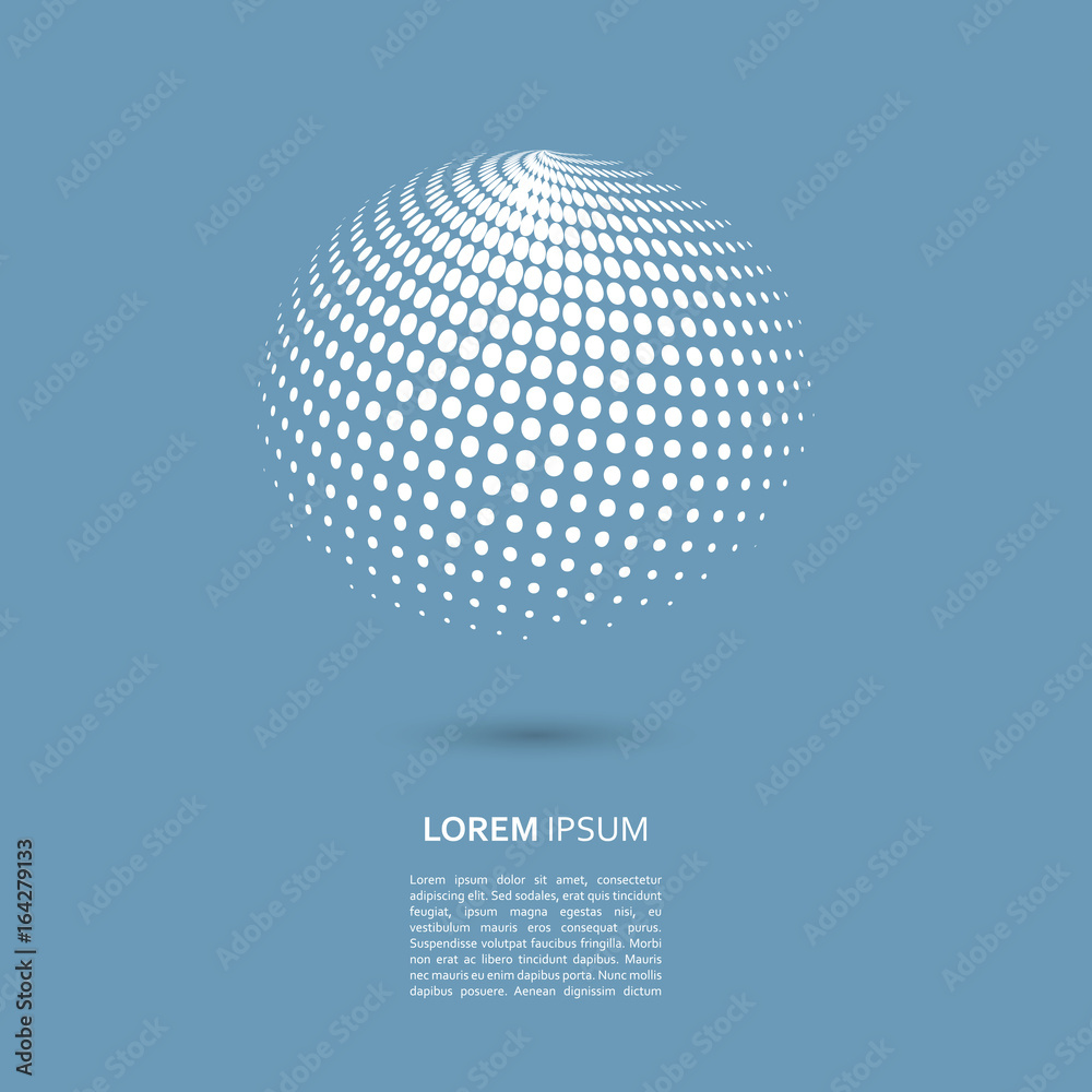 Vector halftone spheres. Design element with shadow Vector halftone spheres. Design element with shadow