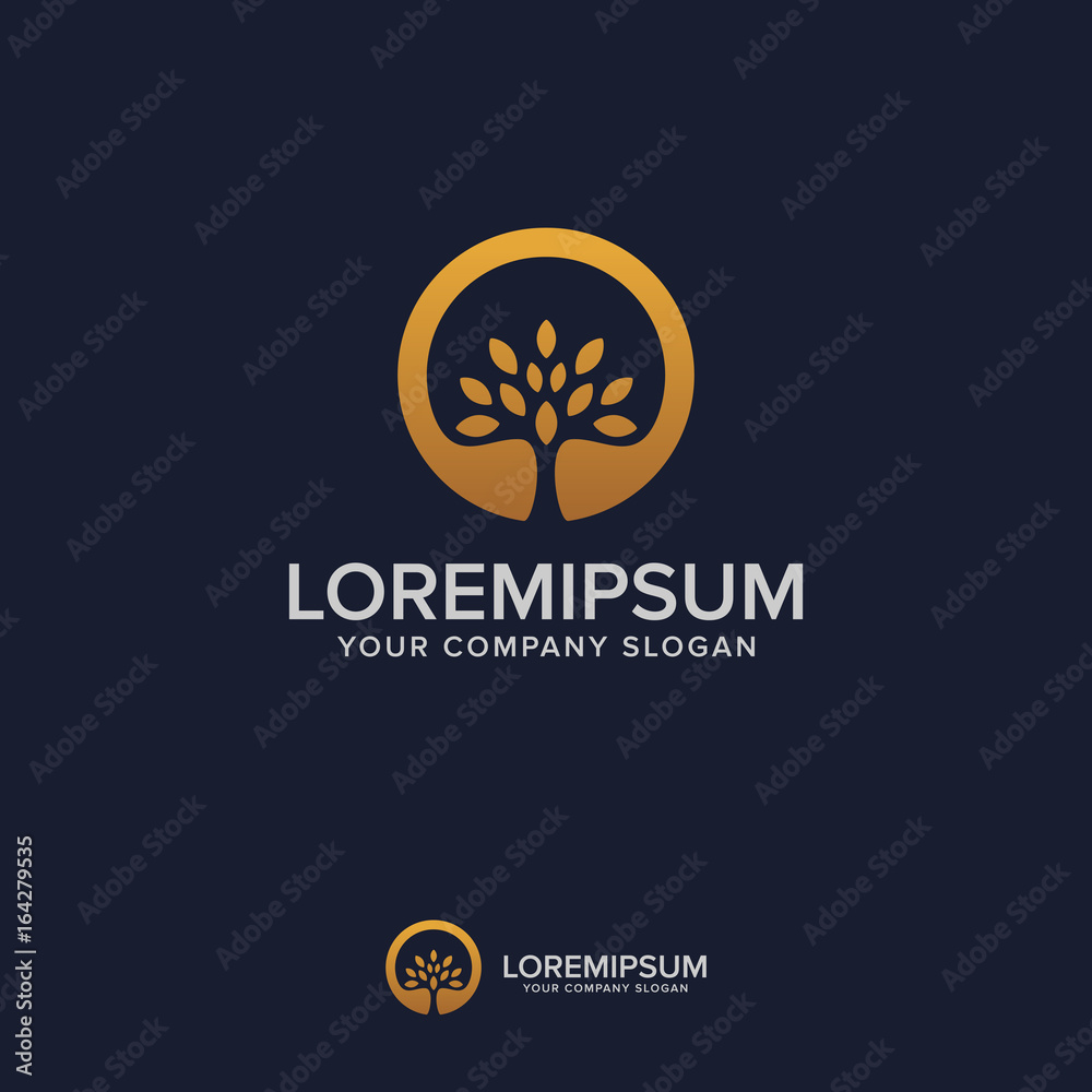 Fototapeta premium tree luxury logo design concept template