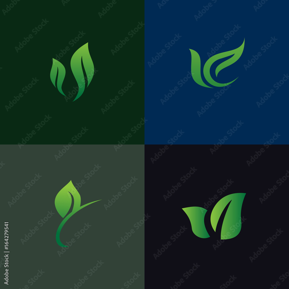 leaf nature logo set collection. Environmental and Landscaping g leaf nature logo set collection. Environmental and Landscaping g