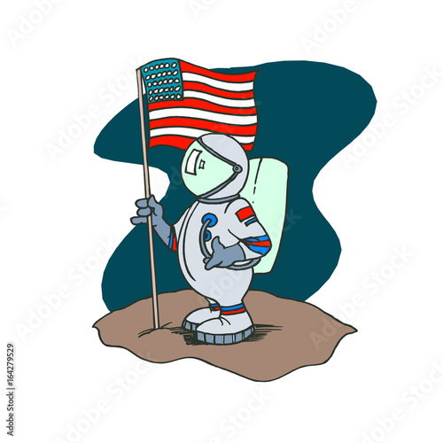 Astronaut american cartoon character . Vector Illustration design.