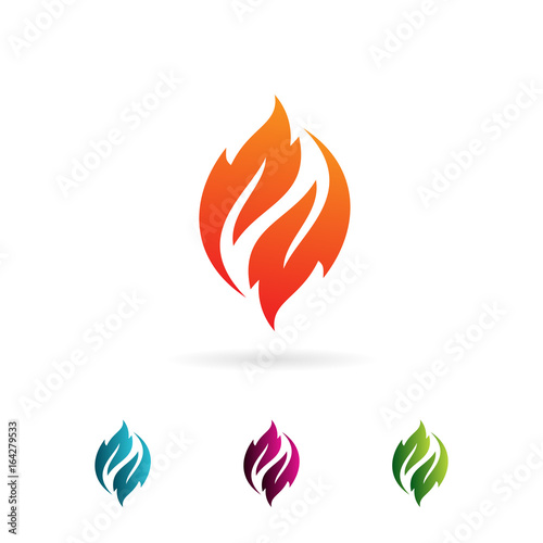 flame leaf logo design concept template