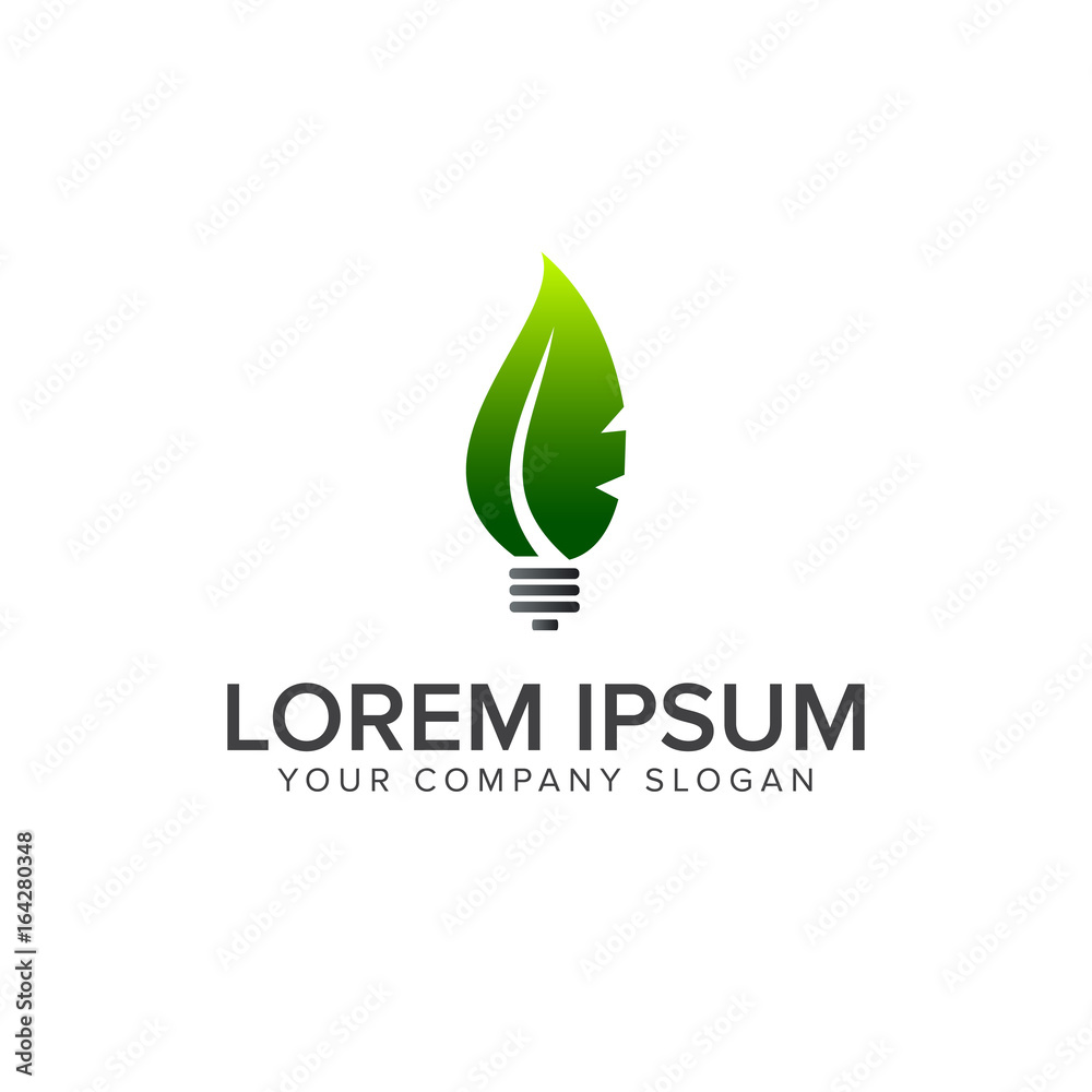 leaf bulb logo design concept template leaf bulb logo design concept template