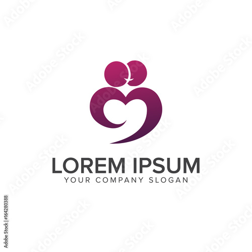 couple people kiss love logo design concept template
