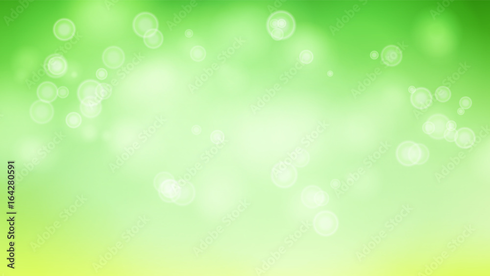Blur Abstract Image With Shining Lights Vector. Green Bokeh Background