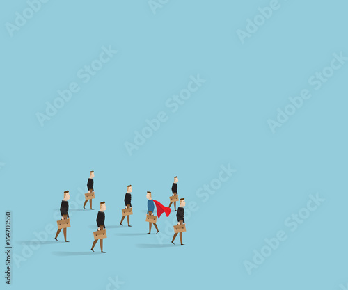 businessman walk to different way from other people