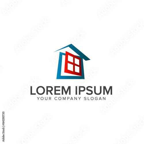 window house logo. Real estate logo design concept template