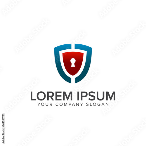 shield with keyhole logo. security logo design concept template