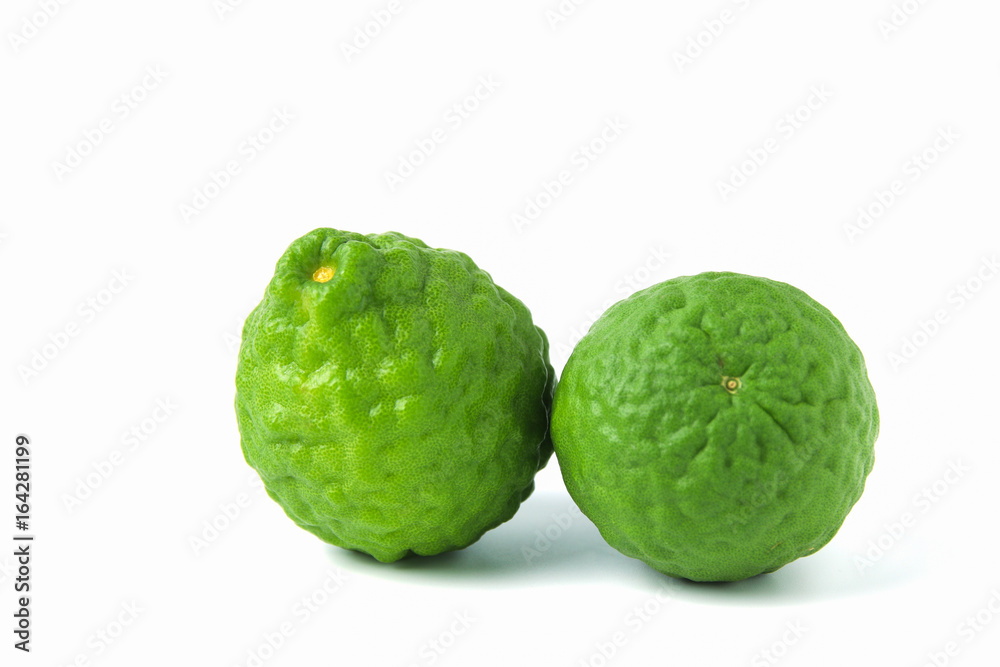 Kaffir Lime or Bergamot on white background. Kaffir Lime or Bergamot on white background.