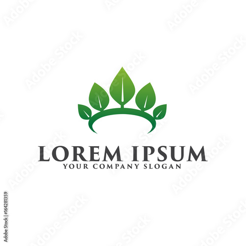 leaf crown logo Spa Cosmetics and beauty logo design concept tem