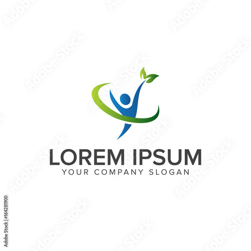 healty people logo. Medical logo design concept template