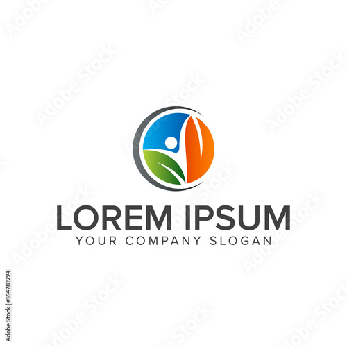 healty people logo. Medical logo design concept template