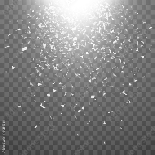 Vector particles. Explosion cloud of black pieces. Confetti.