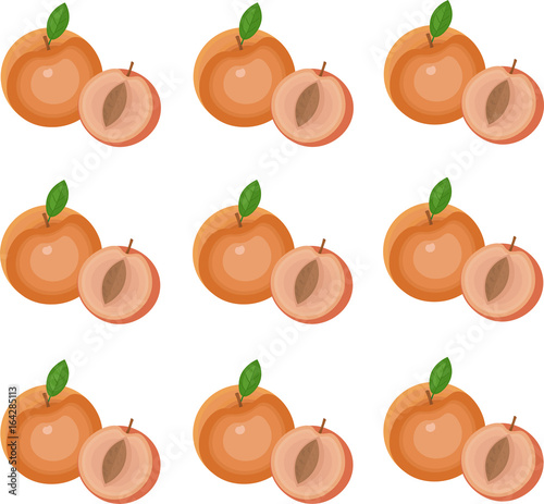 Peach fruits pattern Vector summer template background